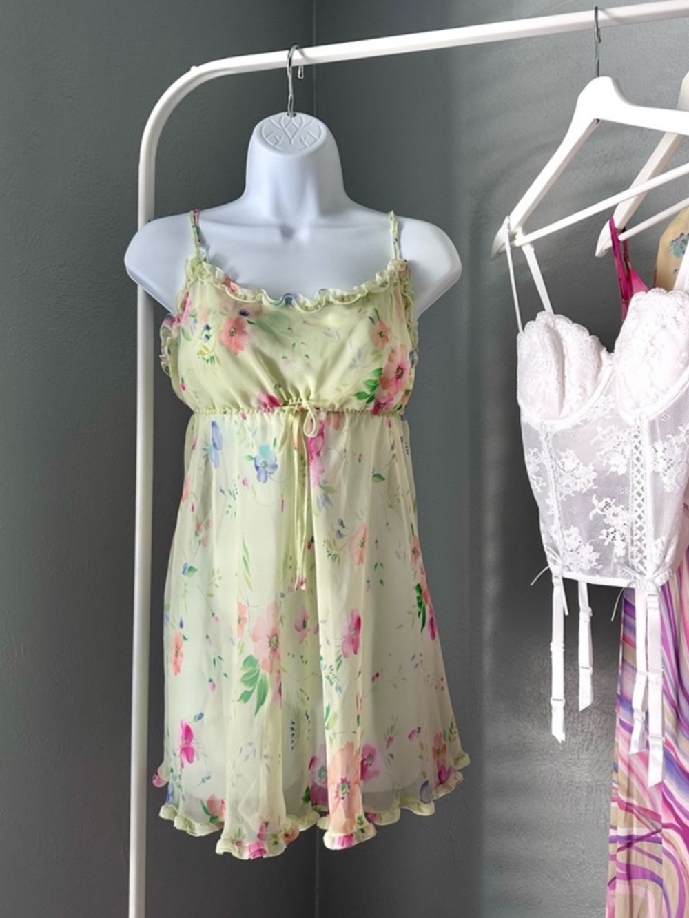 Vintage Victoria's Secret Milkmaid Floral Babydoll Dress - Picture 7 of 8